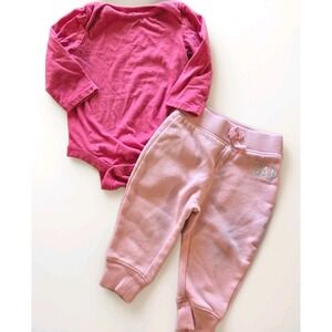 Gap Pink and‎ Baby Pink Set Pants Bodysuit for 12 to 18 months girl